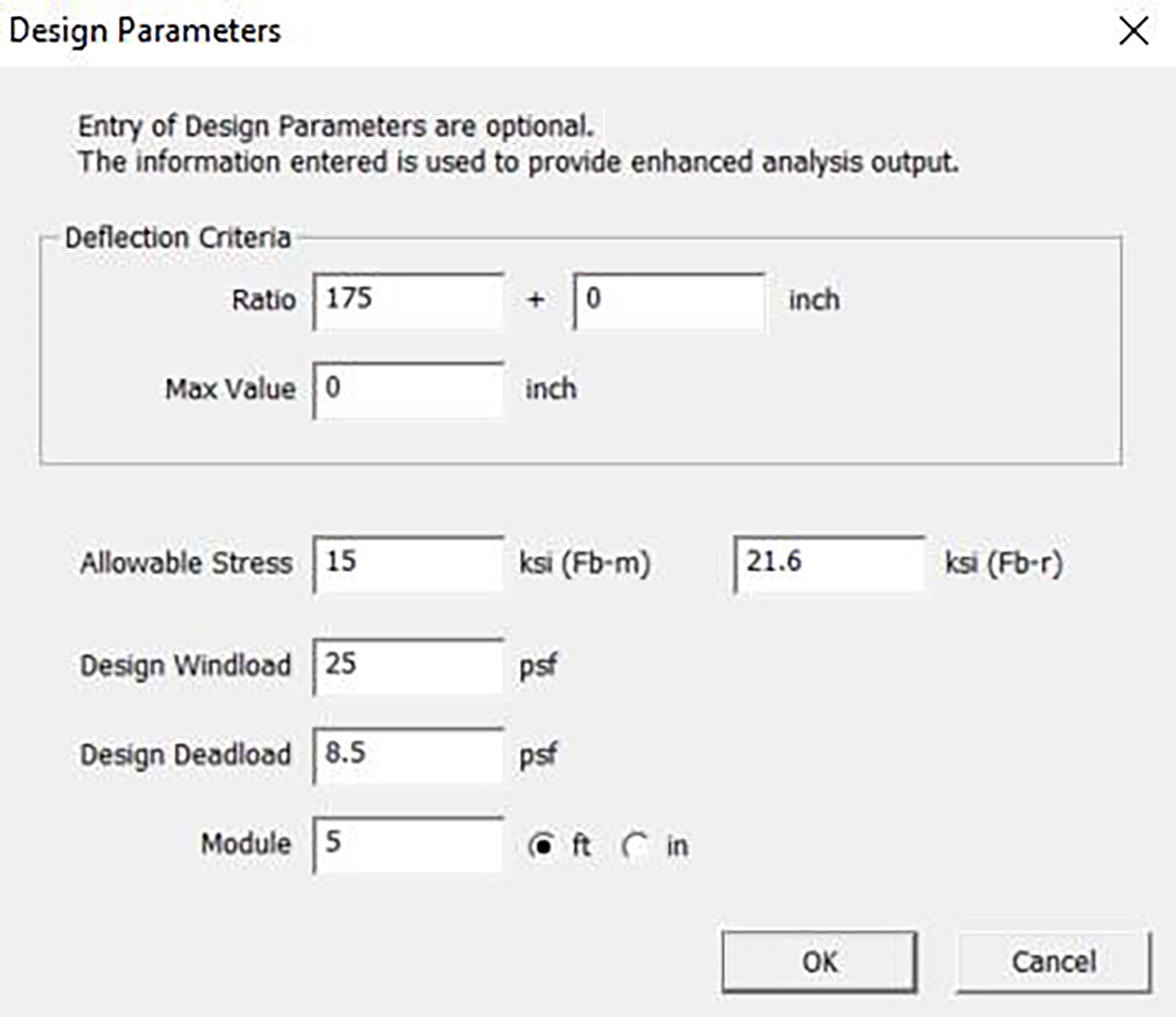 Cbeam Parameters